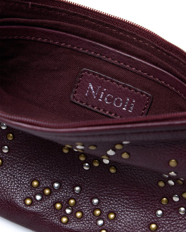 BROWN STUDDED CROSSBODY BAG