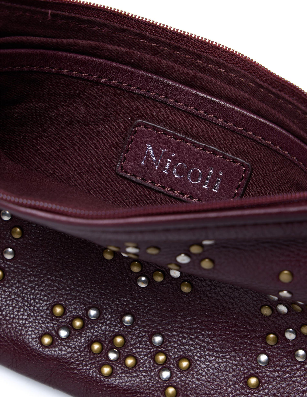 BROWN STUDDED CROSSBODY BAG