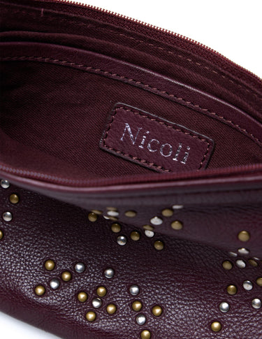 BROWN STUDDED CROSSBODY BAG
