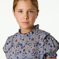 BLUE STITCHING FLORAL PRINT SHIRT