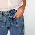 BLUE TROUSERS WITH POCKET DETAIL