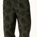 GREEN FLORAL CORDUROY PANTS