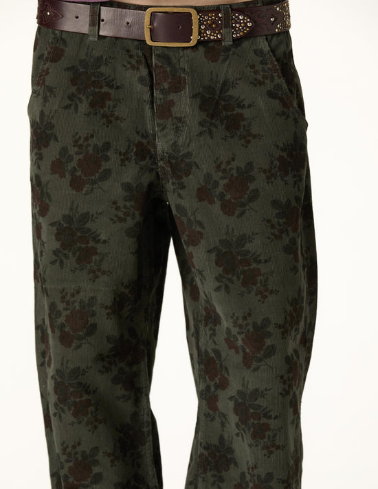 PANTALON PANA FLORAL GREEN