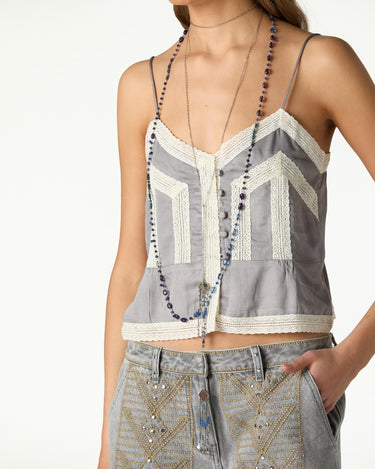 VINTAGE LACE TOP IRON GREY