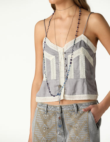 VINTAGE LACE TOP IRON GREY