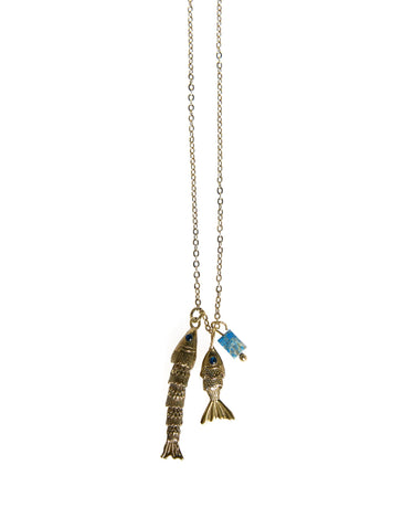 FISH AND STONE NECKLACE CHARMS