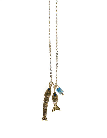 FISH AND STONE NECKLACE CHARMS