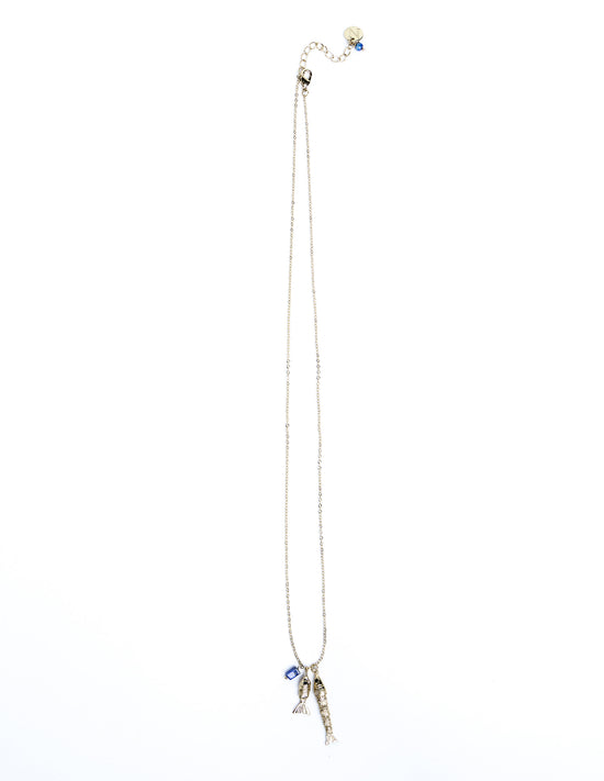 FISH AND STONE NECKLACE CHARMS