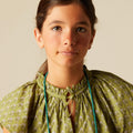 GATHERED DRESS BUTI GREEN LEAF