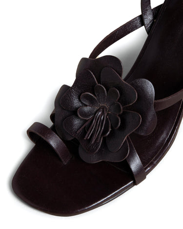 BROWN FLORAL HEEL SANDAL
