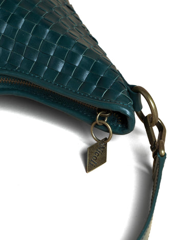 BOLSO TRENZADO PIEL VERDE