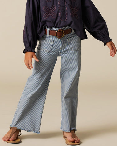 PANTALÓN BOLSILLOS VAQUERO RAYA AZUL