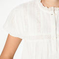 WHITE LACE AND DRAWSTRING SHIRT