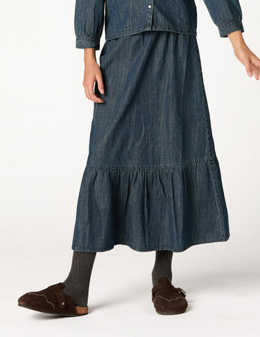 FALDA DENIM VOLANTE