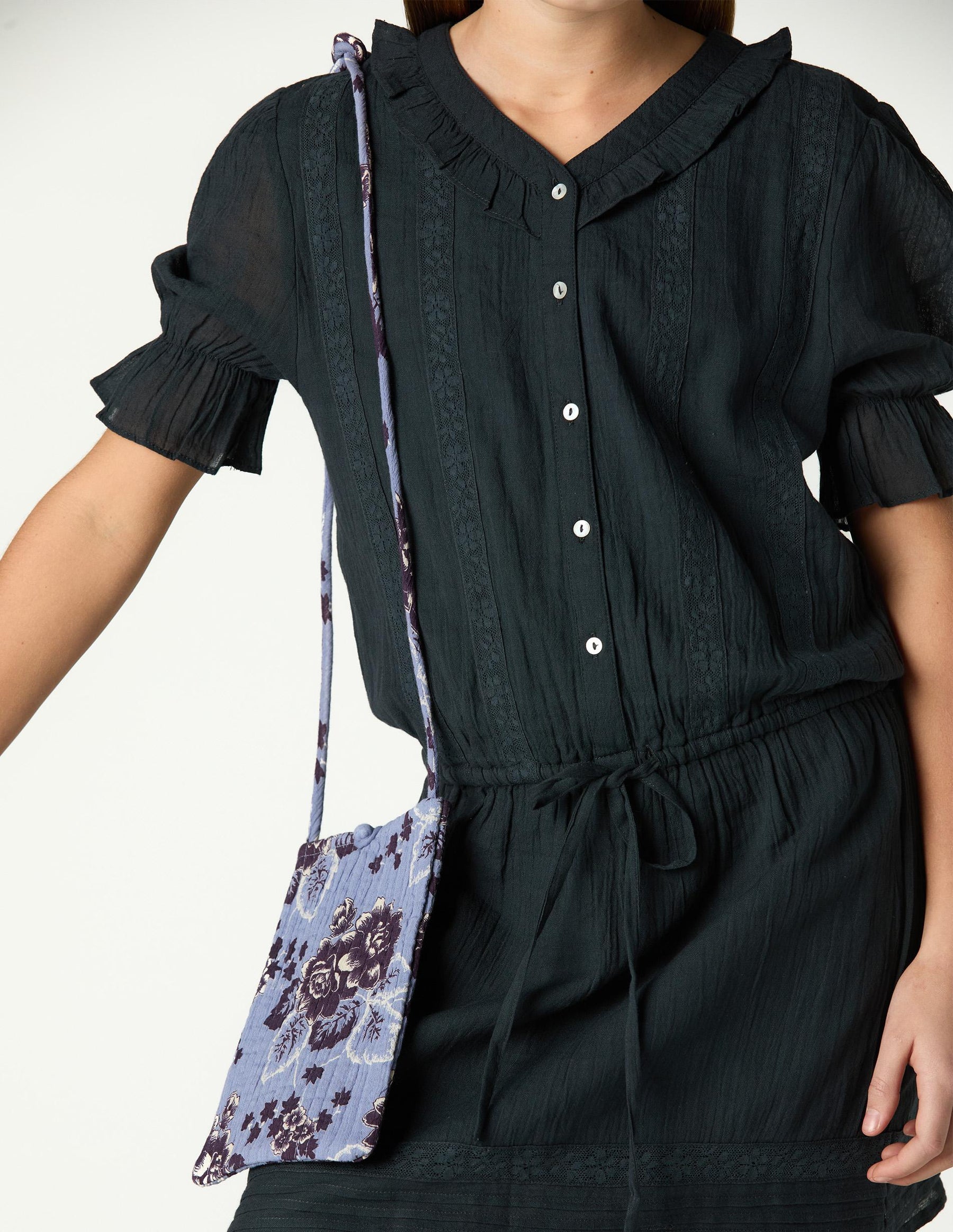 RUFFLED ANTHRACITE DRESS