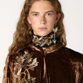 EMBROIDERED VELVET DJELLABA BROWN