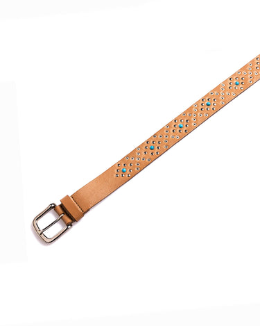 BROWN BELT WITH STUDS AND TURQUOISE
