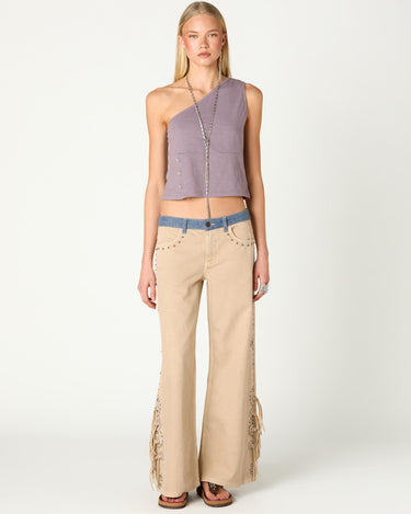 ASYMMETRICAL BUTTON-DOWN OVERCAST T-SHIRT