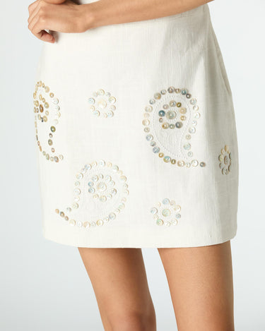 EMBROIDERED DRESS WITH BUTTONS ECRU