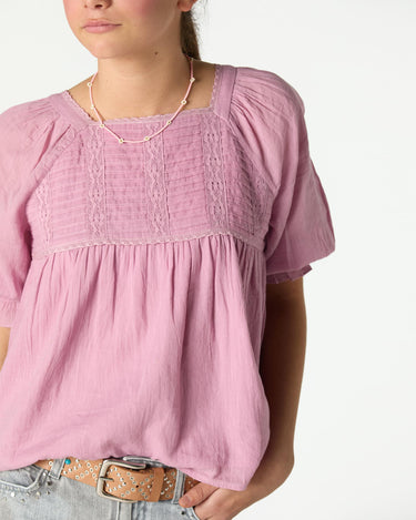 LANTERN SLEEVE GATHERED SHIRT PINK
