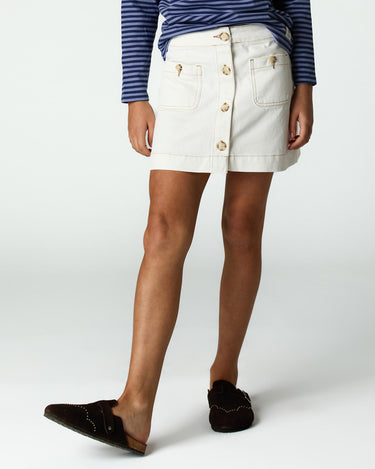 RAW DENIM BUTTON-UP SKIRT