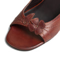 BROWN LEATHER HEEL WITH FLOWER