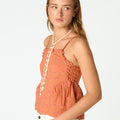 ORANGE BUTI STRAP TOP