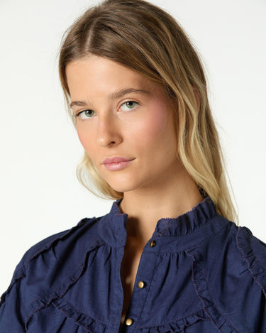 CONTRAST RUFFLE SHIRT