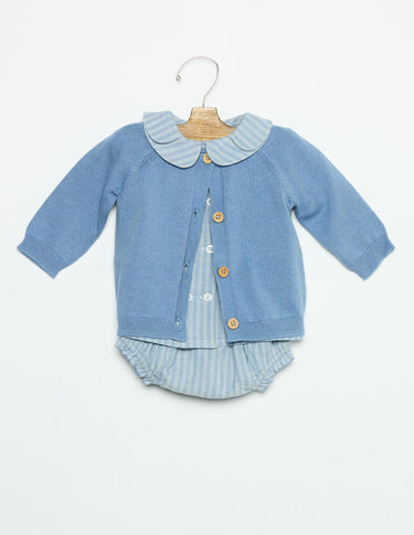 BABY ANILINE BLUE BUTTON-DOWN JACKET