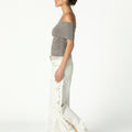 ASYMMETRIC RUCHED TOP GREY