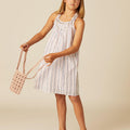 MULTI-COLOURED LUREX STRIPE DRESS