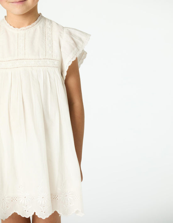 EMBROIDERED ECRU DRESS