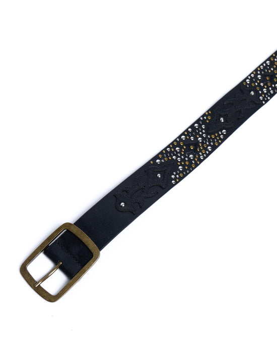 BLACK STUDS PATTERN BELT