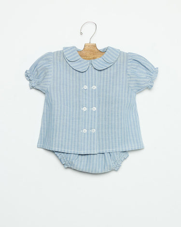 DOUBLE COLLAR SHIRT BLUE STRIPE