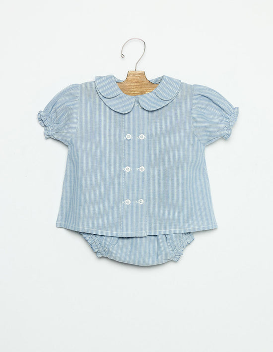DOUBLE COLLAR SHIRT BLUE STRIPE
