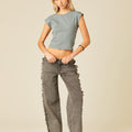 GRAY STRAPPY BACK T-SHIRT