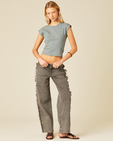 GRAY STRAPPY BACK T-SHIRT