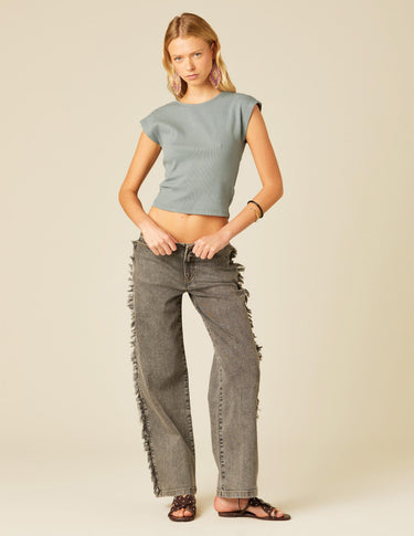 GRAY STRAPPY BACK T-SHIRT