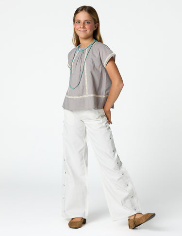 GRAY LACE SHORT SLEEVE SHIRT