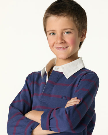 STRIPED BLUE POLO SWEATSHIRT