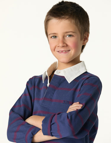 STRIPED BLUE POLO SWEATSHIRT
