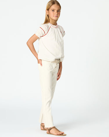 White flared denim pants