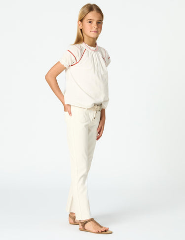White flared denim pants