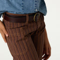BROWN STRIPED DENIM TROUSERS