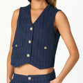 BLUE STRIPED DENIM VEST