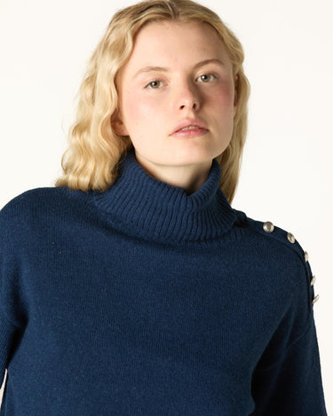 MIDNIGHT BUTTON TURTLENECK SWEATER