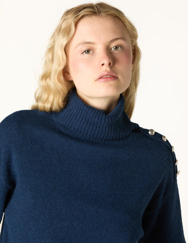 MIDNIGHT BUTTON TURTLENECK SWEATER