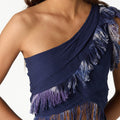 ASYMMETRICAL FRINGED TOP BIG BLUE