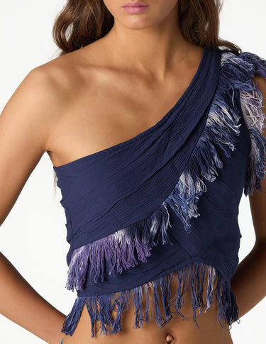 ASYMMETRICAL FRINGED TOP BIG BLUE