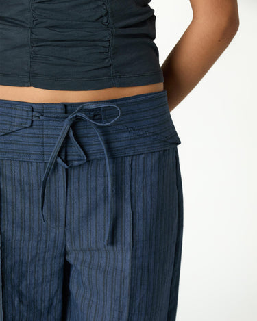 BLUE WAISTBAND DRAWSTRING TROUSERS